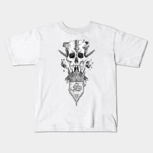 Steampunk skull with flag S Kids T-Shirt